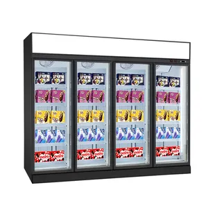 Congélateur commercial de supermarché Réfrigérateur porte vitrée Équipement de réfrigération Affichage de la crème glacée Congelador Refroidisseur vertical
