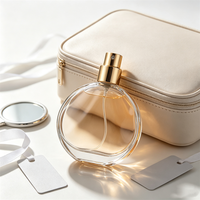 Flacon de parfum vide en verre plat rond de remplacement 50/100 ml avec pulvérisateur doré, rechargeable