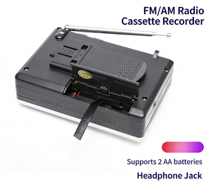 Enregistreur de cassettes portable, radio FM AM, haut-parleur intégré, prise casque, gris argenté, utilisation à domicile et en extérieur - Product Image 4