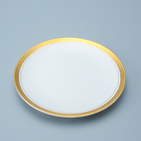 JQY Assiettes de Présentation de Luxe en Porcelaine à Bord Doré pour Mariages et Réceptions, Vaisselle en Porcelaine Fine, Assiettes de Dîner