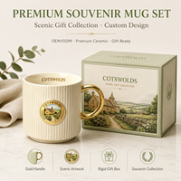 Taza de Café de Cerámica Sofisticada Personalizada, Recuerdo del Campo Cotswolds, Taza de Porcelana Personalizada, Estilo Piedra, Aldea, OEM, Venta al Por Mayor