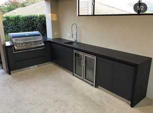 Parrilla de <span class=keywords><strong>cocina</strong></span> al aire libre Juego de horno de pizza Muebles de jardín de acero inoxidable negro Esquina Barbacoa Gabinete de <span class=keywords><strong>cocina</strong></span> Sinkdump Car - Product Image 4