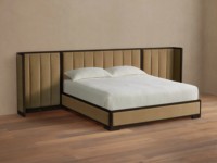 Lit de Luxe Moderne en Bois Massif avec Tête de Lit Rembourrée et Capitonnée pour Chambres Parentales et Villas de Luxe