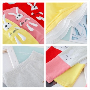 Bayi Perempuan Set Pakaian Anak-anak Pakaian Kasual Renda Kartun Kelinci T Shirt Celana Balita Bayi Anak Kostum Liburan - Product Image 6