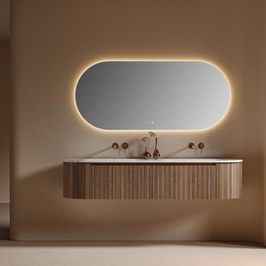 Meuble-lavabo de salle de bain moderne de luxe CE personnalisable avec lavabo en céramique, miroir intelligent et armoire murale – Australie - Product Image 1