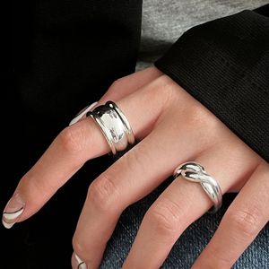 Silver Ruitai S925 Sterling Silver Geometric Wide Band <b>Open</b> <b>Ring</b> Index Finger <b>Ring</b> For Women - Product Image 1