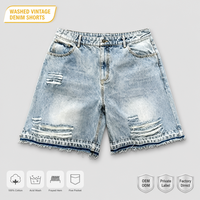 ZHILIAN Pantalones Cortos de Mezclilla Vintage para Hombre, 100% Algodón Lavado, con Dobladillo Deshilachado, Cinco Bolsillos, Estilo Urbano, Venta al por Mayor, OEM, ODM, Marca Privada