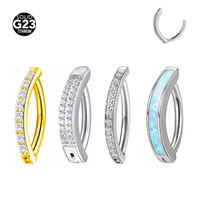 Anneau de piercing pour nombril unisexe en titane ASTM F136, double carré inversé avec zircone cubique 10 mm, simple et élégant