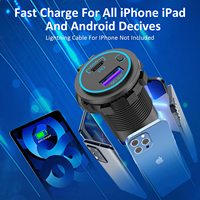Chargeur USB-C PD 12V-24V avec 65W et 18W QC3.0, charge rapide, bouton de commutation pour téléphones mobiles et ordinateurs portables