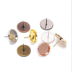 Disc Welded Earring <b>Posts</b> 8-20mm Plated Iron <b>Round</b> Base For Earring Making Jewelry Findings Components - Product Image 1