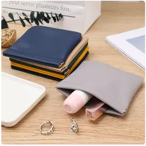 PU Leather Squeeze Bag Women Make Up Coin Purse Money Key Earbuds Bags Waterproof Storage Holder Case