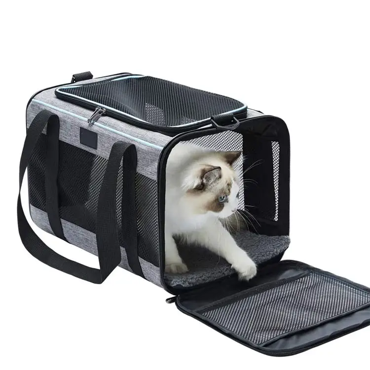 Airline zugelassenes zusammenklappbares weich seitlich abnehmbare Matte Katze Hund Reisen Haustierträger für Haustier Hund Rucksack