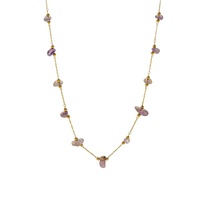 Ensemble de bijoux en acier titane avec améthyste et perles dorées, collier chaîne bambou, design minimaliste de niche Woying