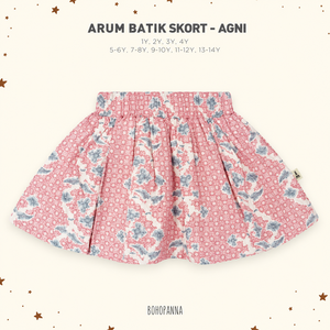 Arum Batik Skort Floral Print Girls <b>Skirt</b> <b>Elastic</b> <b>Waist</b> A-line Pleated Summer Skorts for Children Bohopanna Good Quality 2Y - Product Image 4