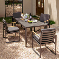 Tables et chaises d'extérieur en plastique et bois pour villa, jardin, balcon, café, gîte, usage général
