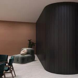 Painéis de parede de MDF de madeira acústica para cinema, painéis pretos à prova de som Kasaro