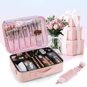 Maleta <span class=keywords><strong>de</strong></span> <span class=keywords><strong>Maquillaje</strong></span> <span class=keywords><strong>Profesional</strong></span> Impermeable con Múltiples Compartimentos y Compartimento para Brochas, Estuche <span class=keywords><strong>de</strong></span> Cosméticos para Artistas, para Almacenamiento en Escenario y Estudio - Product Image 4