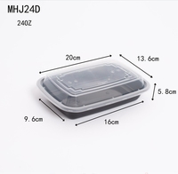 Boîte à bento rectangulaire en plastique transparent noir jetable MERCURA 32OZ, boîte à lunch épaisse pour la restauration rapide, conteneur à emporter en PP avec couvercle en PP