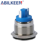 Interrupteur à bouton-poussoir momentané en aluminium plat étanche IP65 1NO/1NC 19MM 3A 250V pour automatisation électrique - Prix abordable