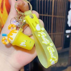 Wholesale Kids Girls Gifts 3D PVC Ice Cream Key Chain Cute Cartoon Milk Tea Boba Keychain - Product Image 3