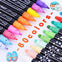 Set Pena Spidol Warna Cat Air, 60+6 Warna Spidol Seni untuk Alat Tulis, Sketsa Sekolah & Menggambar Seni