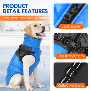 All'ingrosso stile caldo autunno inverno impermeabile addensato doppio strato collo alto riflettente a prova di neve <span class=keywords><strong>vestiti</strong></span> per cani foderati in pile - Product Image 2