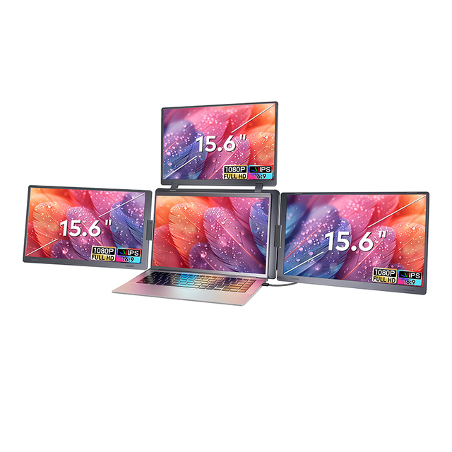 15.6 Inch Triple Portable Monitor FHD 1080P IPS Type C Laptop Screen Extender for Windows and MacOS Business Use
