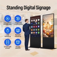 Kiosco Digital para Restaurante con Pantalla LCD de Vidrio Templado Táctil IR de 20 Puntos, 49/55/65 Pulgadas, con CMS Integrado y Ruedas Móviles para Publicidad