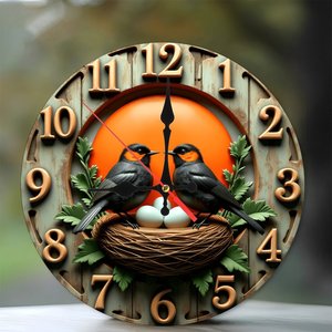 Round Wooden Wall <b>Clock</b> 25cm <b>Silent</b> Quartz Indoor Decorative <b>Clock</b> - Product Image 1