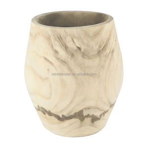 مزهرية خشبية ريفية عتيقة بطول 10.83 بوصة، مصنوعة يدويًا وصديقة للبيئة، مناسبة للزهور المجففة وديكور النحت الخشبي - Product Image 1