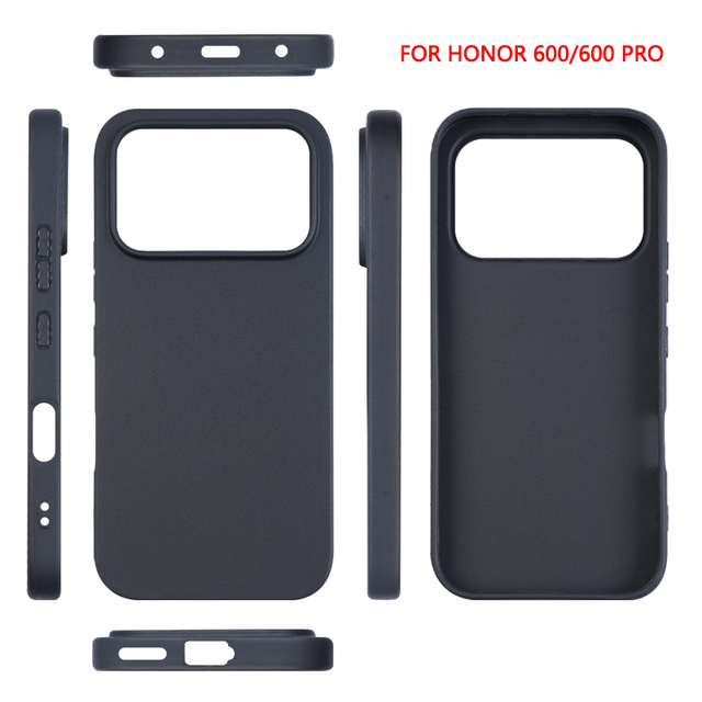 For Honor 600 Pro Black Case Blank Matte Thin Slim Lightweight Anti-Scratch Soft TPU Shockproof Mobile Phone Cover for Honor 600