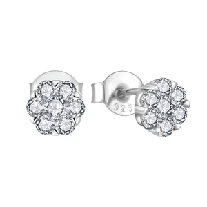 Custom Luxury Fine Jewelry 925 Sterling Silver Cubic Zirconia Wedding Engagement Party Classic Little Women Stud Earrings