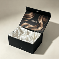 Cajas de Empaque para Pelucas de Viaje, Negras y Doradas, con Cierre Magnético, Personalizadas con Logotipo, de Lujo y Exclusivas