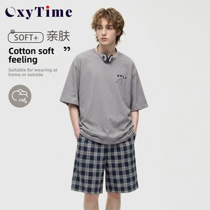 Ropa de casa para exteriores, <span class=keywords><strong>pijamas</strong></span> con estampado de cachorro de dibujos animados para <span class=keywords><strong>hombre</strong></span>, pantalones de manga corta, holgados, informales, frescos para <span class=keywords><strong>verano</strong></span> - Product Image 1