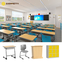 Suministro Integral de Muebles Escolares Duraderos para el Aula, Juego de Mesa y Silla Modernos con Altura Ajustable