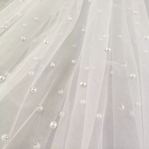 100% Polyester Nylon Tulle Perle Perlé Tissu Blanc Design 20 Couleurs Teint Motif pour Robes Sacs Tentes Accessoires pour Filles - Product Image 5