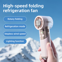 Ventilateur portable rechargeable 3600 mAh, 100 vitesses, refroidissement semi-conducteur, design rotatif pliable, avec lumière LED nocturne