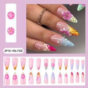 Kit de <span class=keywords><strong>faux</strong></span> <span class=keywords><strong>ongles</strong></span> 3D de luxe personnalisés de haute qualité, vente en gros, courts, carrés, amande, French Manucure, en <span class=keywords><strong>gel</strong></span> souple, à presser - Product Image 2