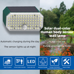 Lámpara Solar Impermeable para Jardín Exterior, 76 LED, Sensor de Movimiento, Luz Blanca Cálida, 10W, 3.7V - Product Image 2