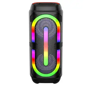 Kotak DJ pesta Karaoke 4 inci ganda nirkabel, Speaker daya tinggi BT5.0 dengan lampu RGB mendukung fungsi FM/ TF/USB/TWS