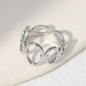 Wholesale 50 Models Waterproof Stainless Steel <strong>Rings</strong> With 18K <strong>Silver</strong> Plated Open <strong>Adjustable</strong> <strong>Ring</strong> for Women Girls - Product Image 4
