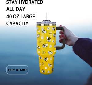 Vaso con temática <span class=keywords><strong>de</strong></span> abeja, vaso <span class=keywords><strong>de</strong></span> 40oz con asa, taza amarilla <span class=keywords><strong>de</strong></span> paja, botella <span class=keywords><strong>de</strong></span> agua, regalo para mujeres, niñas, amantes <span class=keywords><strong>de</strong></span> las abejas en Stock - Product Image 6
