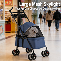 Poussette pliable 360° pour chien et chat, version améliorée °   Poussette de voyage à double frein, 4 roues, auvent en maille, vente en gros OEM