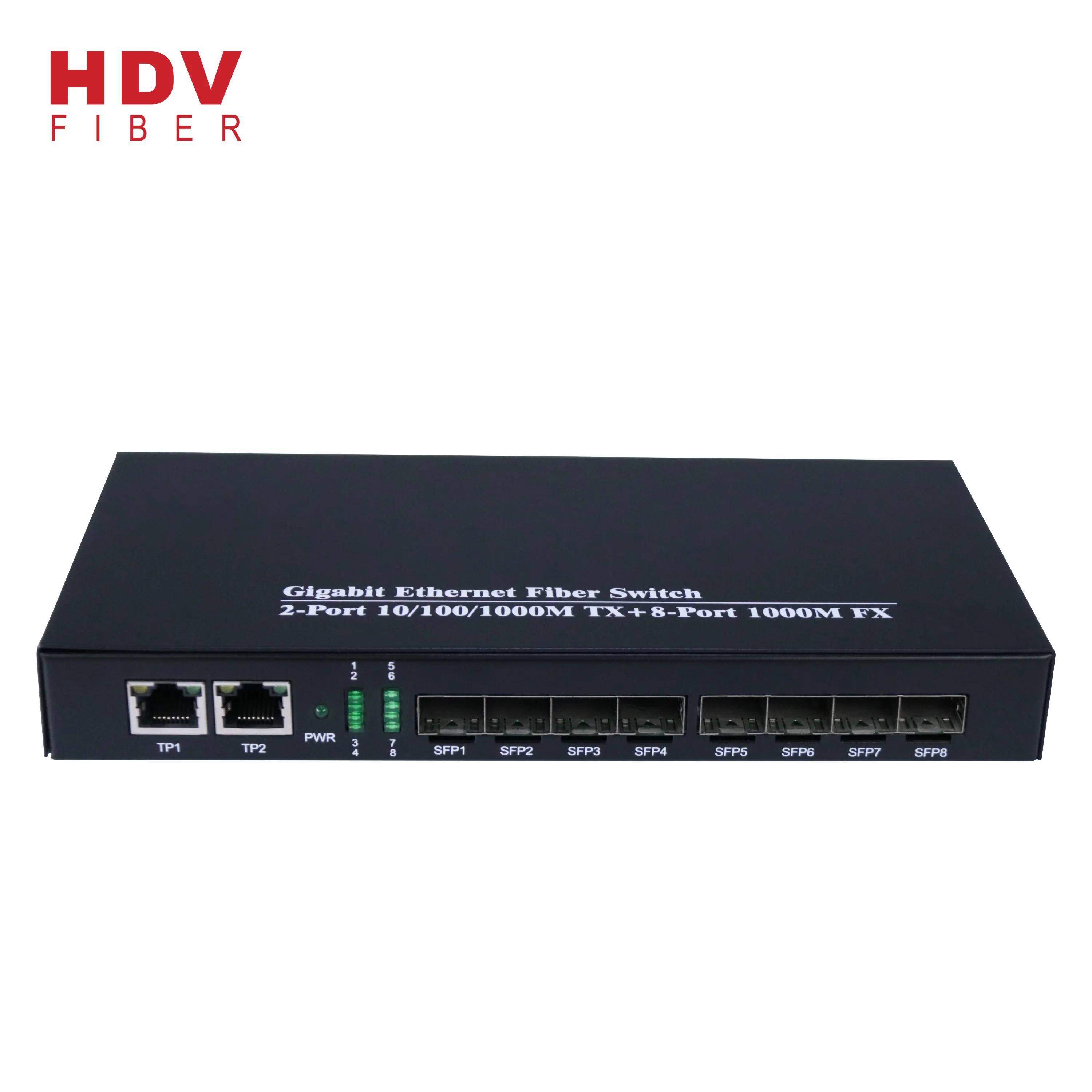 Conmutador Ethernet de 2 puertos Gigabit completo con 8 puertos SFP