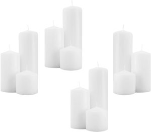 結婚式のクリスマスのためのラウンドホワイト無香料プレミアムワックス3インチピラーキャンドル - Product Image 3