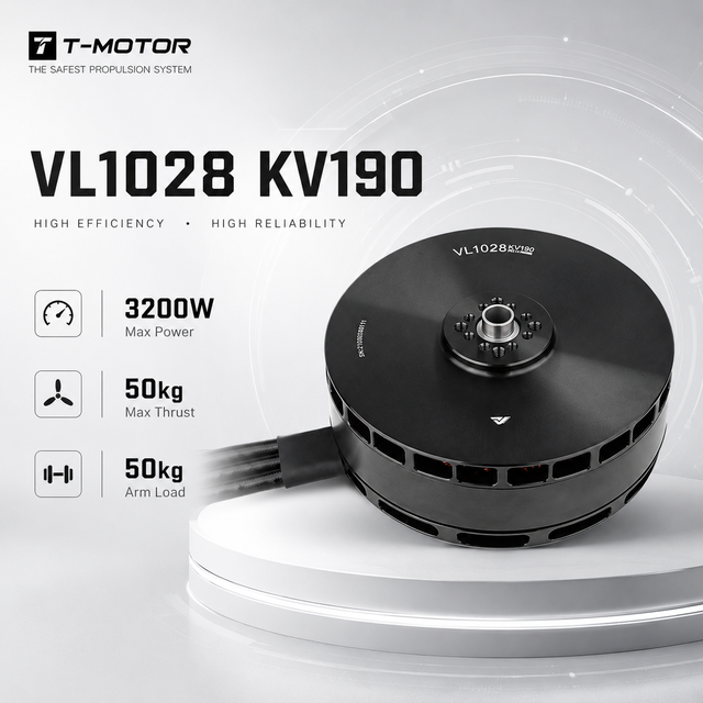 T VL1028 KV190 IPX5 12S 3200W 28kg Max Thrust/Arm 50kg MTOW Brushless DC Lipo Drone Motor