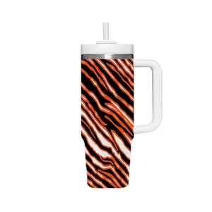Custom Cincinnati Bengals 40 oz portable insulation car cup 40oz stainless steel leakproof tumbler with Straw
