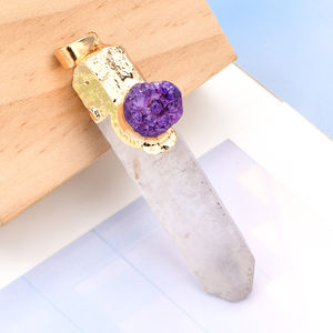 Penjualan Laris Liontin Kristal Tidak Rata Kristal Druzy Bentuk Khusus Alami Liontin Titik Kristal Kuarsa Alami - Product Image 6