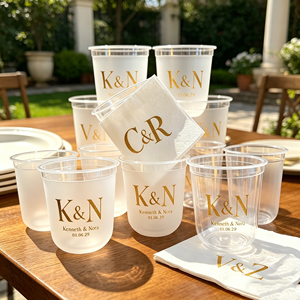 Vasos de Plástico Blancos de 350 ml y 300 ml, Vasos de Plástico Transparentes Desechables de 7 oz, Vasos de Plástico al por Mayor para Despedidas de Soltero y Novias - Product Image 1