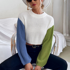 Maglioni di vendita calda donna top Sexy ragazza blu e verde maniche lunghe autunno Casual <span class=keywords><strong>maglia</strong></span> maglione per giovane ragazza - Product Image 2